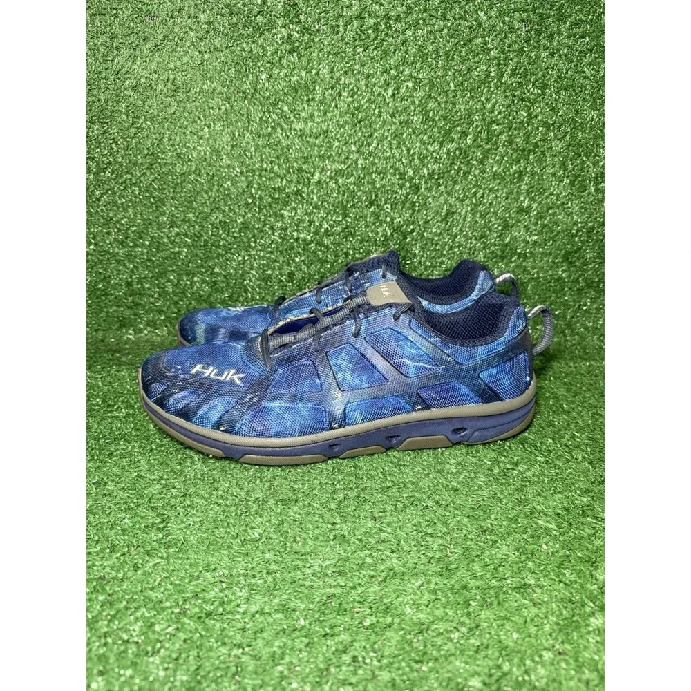 Huk Mens Size 13 Attack Performance Camo Blue Fishing Shoes Casual Sneakers